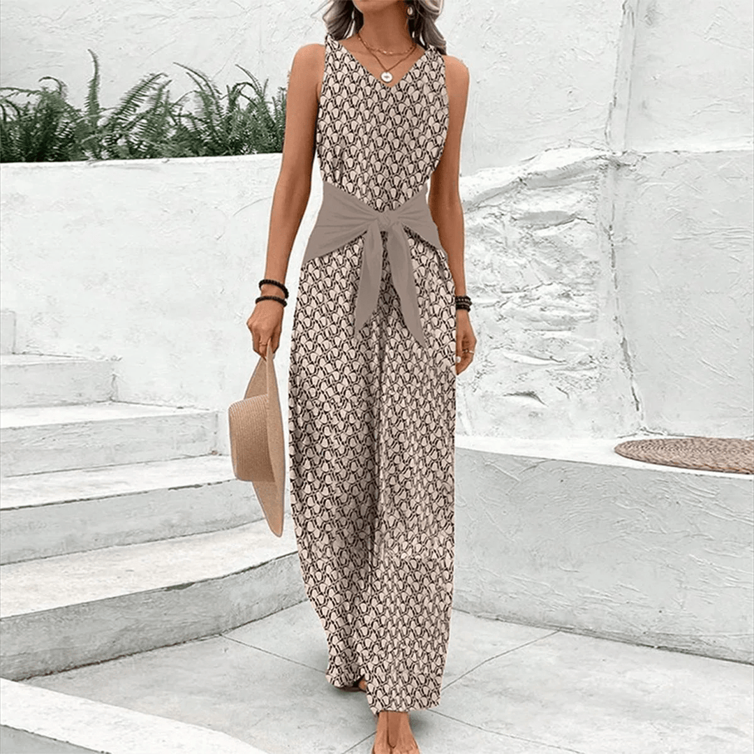 Mouwloze jumpsuit met V - halslijn dames - Stella - ZovaFashion - Populair