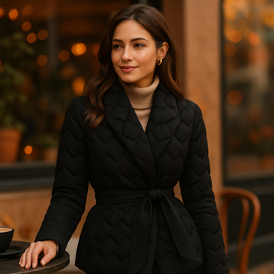 Elegante Dames Donsjack met Ceintuur