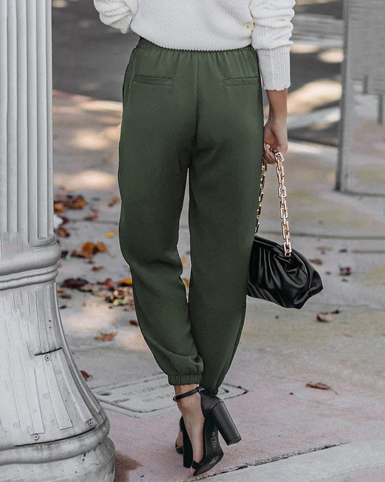 Katoenen Joggingbroek Dames met Hoge Taille en Elastische Boorden