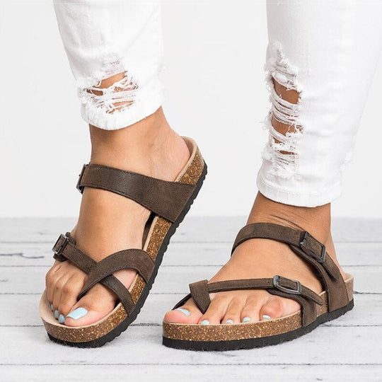 Leren Sandalen Dames met Verstelbare Orthopedische Bandjes