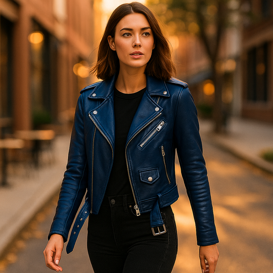 Vintage Dames Leren Jas met Rits