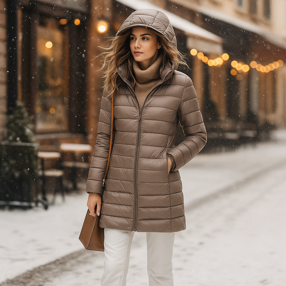 Vivano – Ultralichte Dames Donsjack met Capuchon