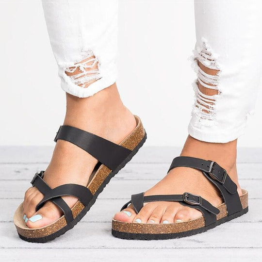Leren Sandalen Dames met Verstelbare Orthopedische Bandjes