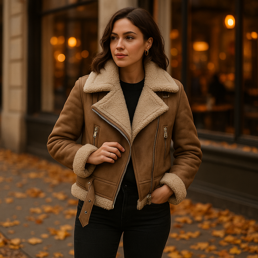 Vivano – Leren Jas Edge met Sherpa Bont