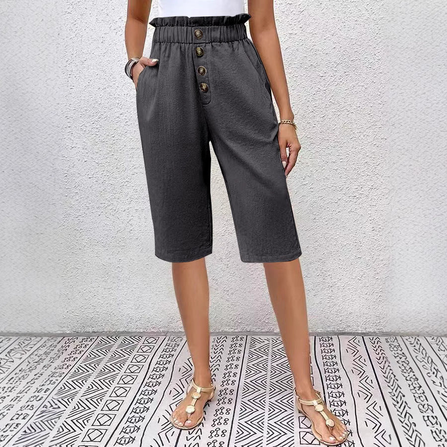 Linnen Korte Broek Dames – Hoge Taille Paperbag Stijl met Relaxed Fit