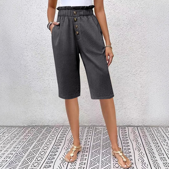 Linnen Korte Broek Dames – Hoge Taille Paperbag Stijl met Relaxed Fit