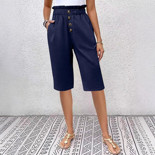 Linnen Korte Broek Dames – Hoge Taille Paperbag Stijl met Relaxed Fit