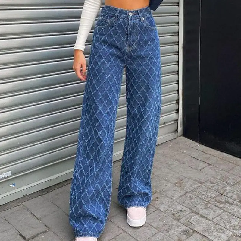Luca Spijkerbroek Dames van Duurzaam Denim met Hoge Taille en Uniek Design