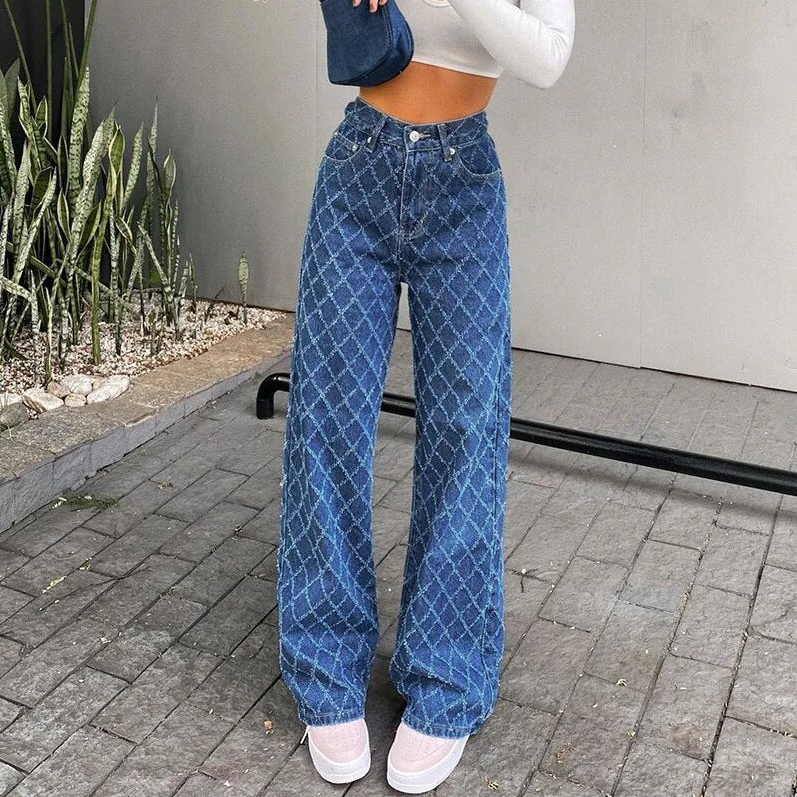 Luca Spijkerbroek Dames van Duurzaam Denim met Hoge Taille en Uniek Design