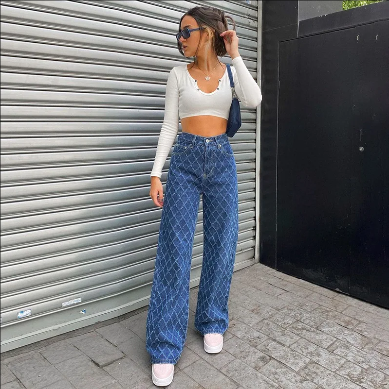 Luca Spijkerbroek Dames van Duurzaam Denim met Hoge Taille en Uniek Design