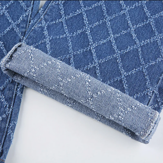 Luca Spijkerbroek Dames van Duurzaam Denim met Hoge Taille en Uniek Design