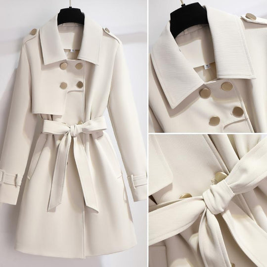 Acryl Trenchcoat Dames met Verstelbare Manchetten en Klassieke Revers - ZovaFashion - Trench Coats