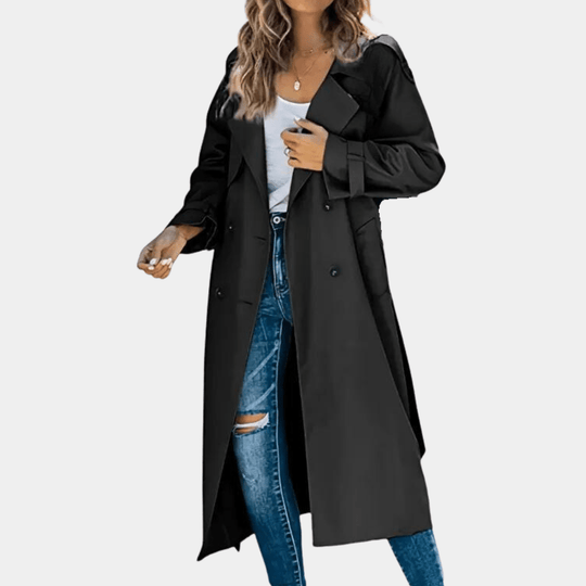 Ada Trenchcoat Dames van Katoen met Dubbele Knoopsluiting en Taille Riem - ZovaFashion - Populair