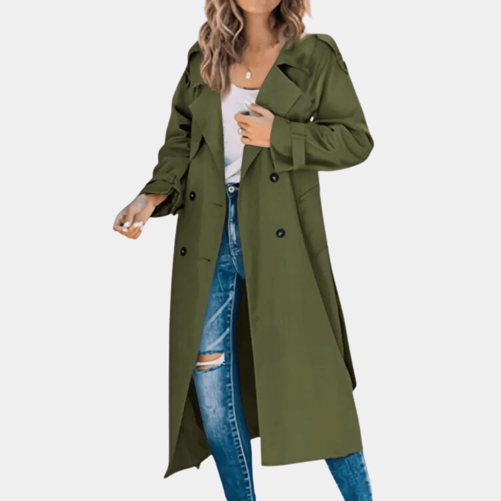 Ada Trenchcoat Dames van Katoen met Dubbele Knoopsluiting en Taille Riem - ZovaFashion - Populair