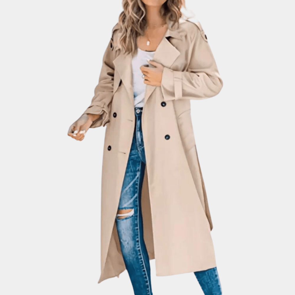 Ada Trenchcoat Dames van Katoen met Dubbele Knoopsluiting en Taille Riem - ZovaFashion - Populair