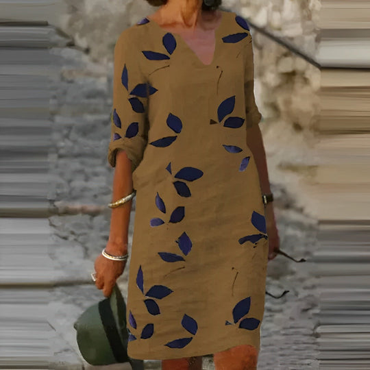Adembenemende Zomerjurk met Bladerenprint - ZovaFashion - Midi Jurken