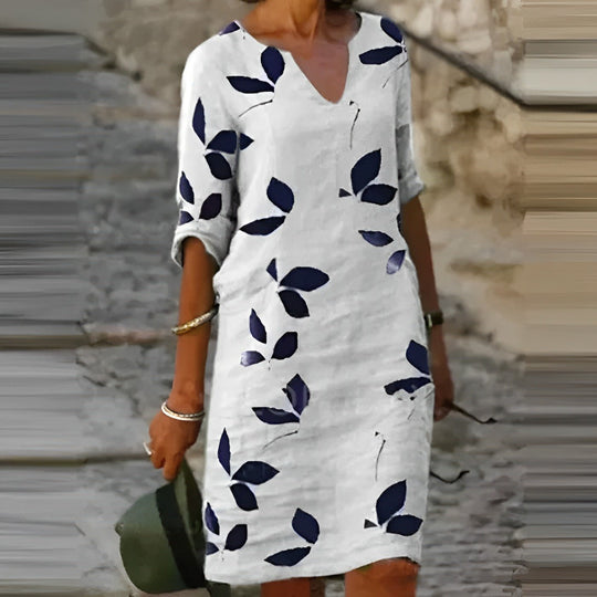 Adembenemende Zomerjurk met Bladerenprint - ZovaFashion - Midi Jurken