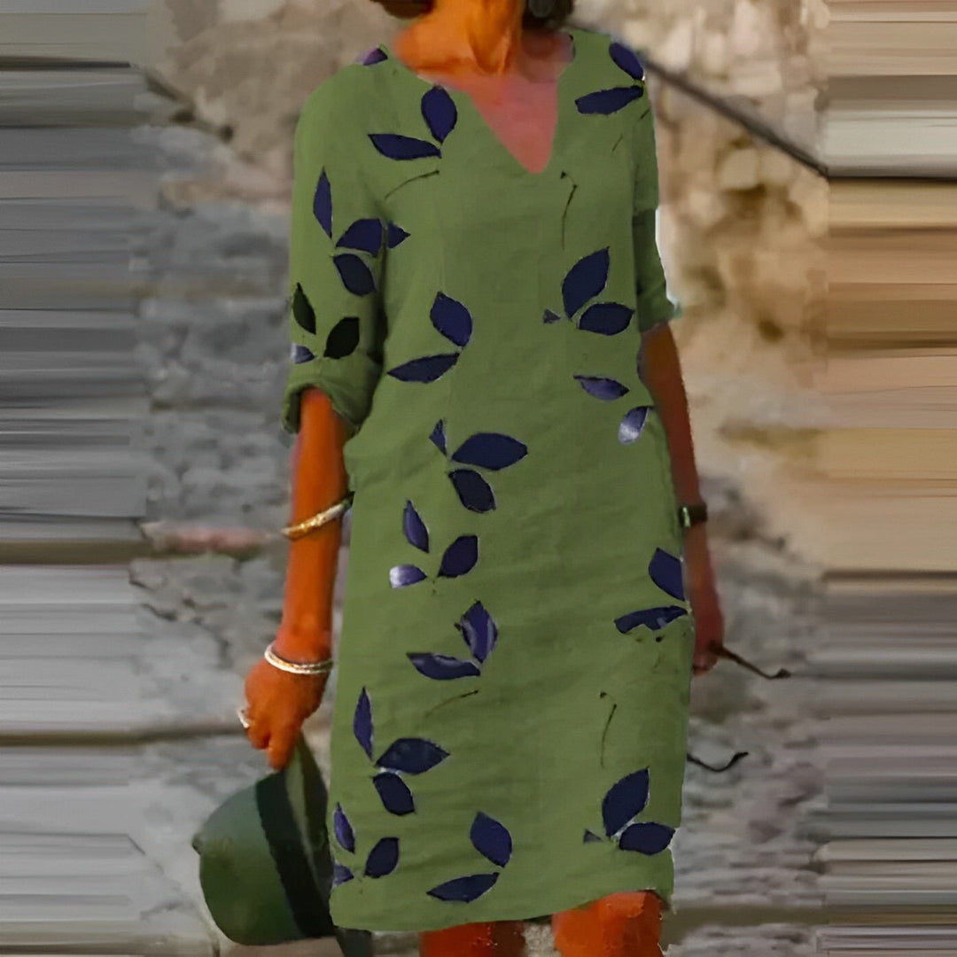 Adembenemende Zomerjurk met Bladerenprint - ZovaFashion - Midi Jurken