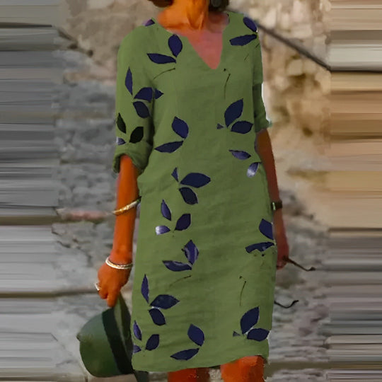Adembenemende Zomerjurk met Bladerenprint - ZovaFashion - Midi Jurken