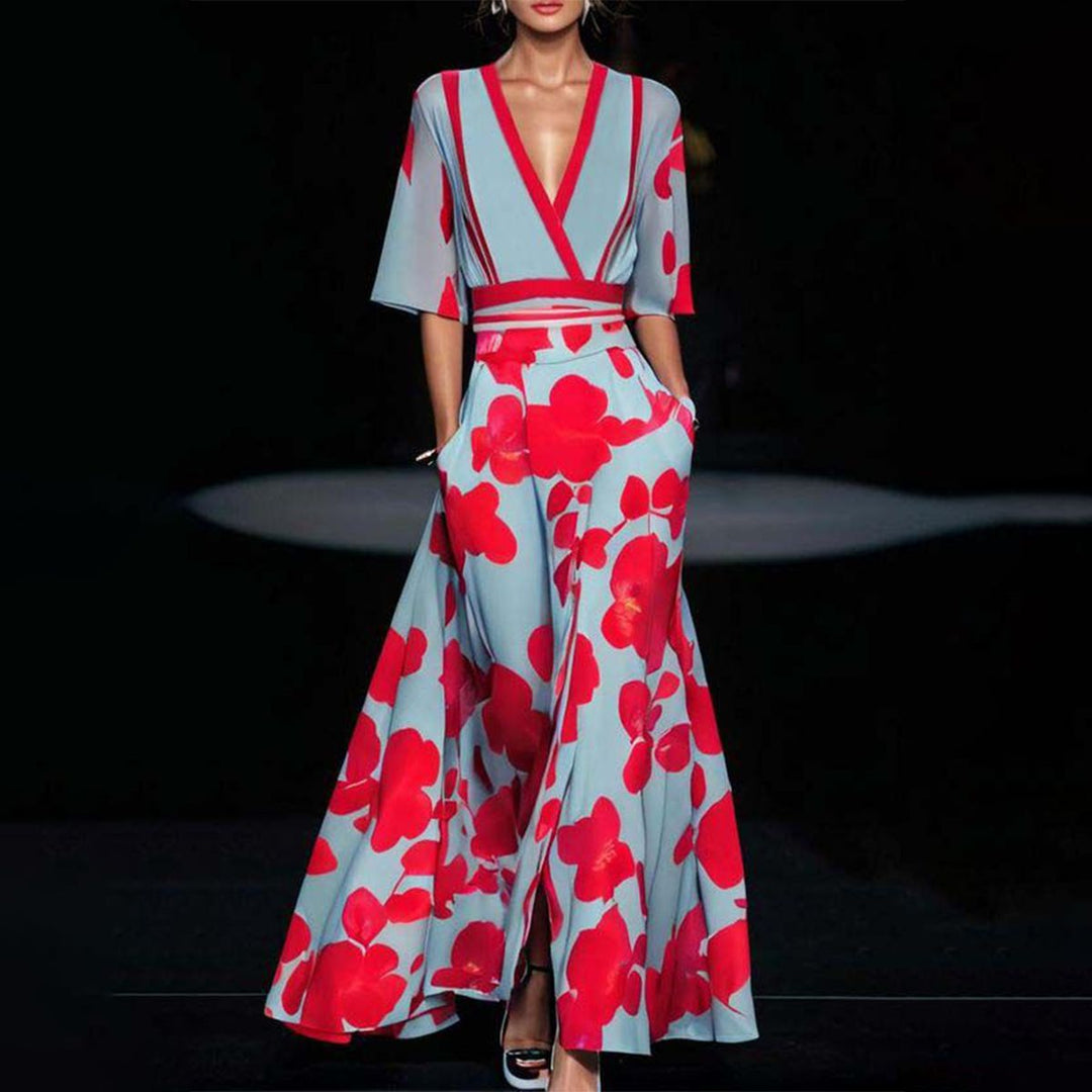 Akira Maxi Zomerjurk met V - Hals en Flatterende Pasvorm - Zova - Fashion - Maxi Jurk