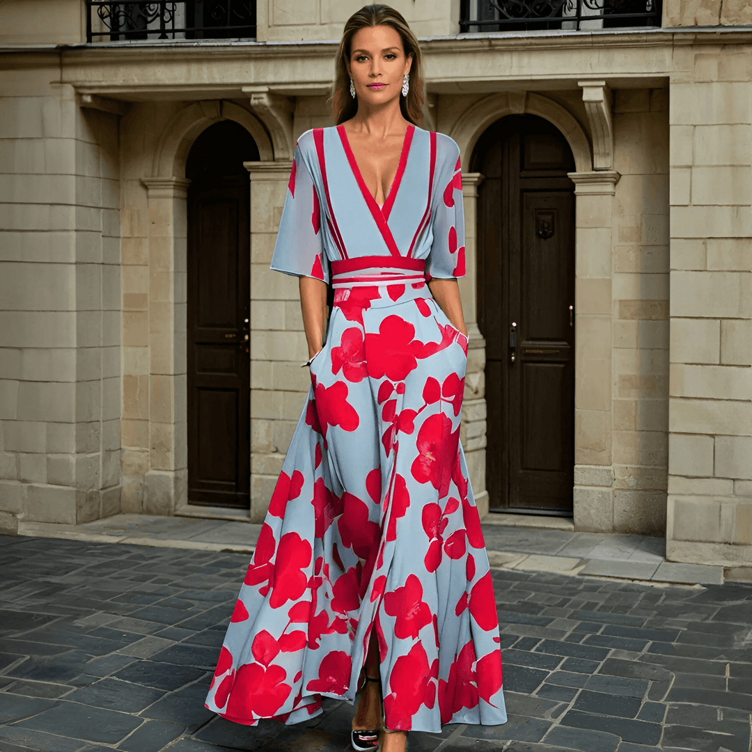 Akira Maxi Zomerjurk met V - Hals en Flatterende Pasvorm - Zova - Fashion - Maxi Jurk