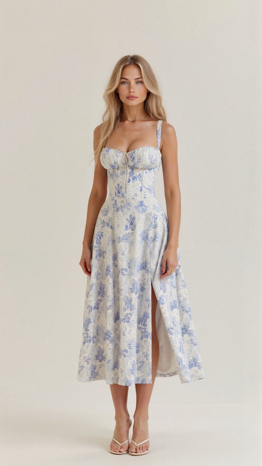 Kiana Corset Midi Zomerjurk Dames van Zacht Materiaal met Corset Top en Midi Lengte