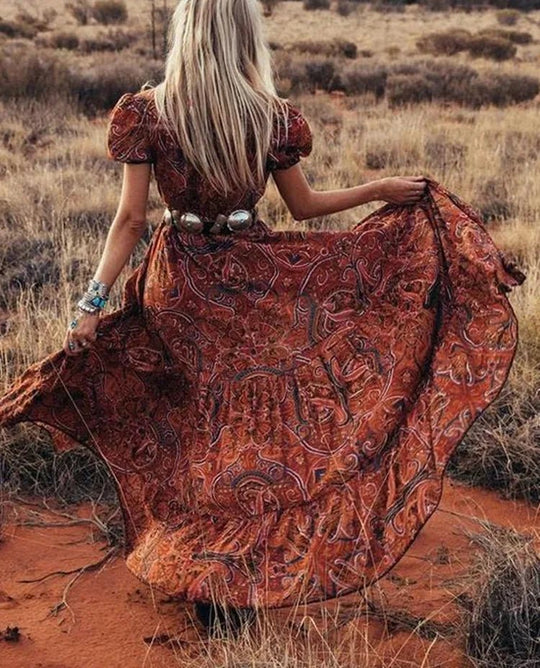 Bohemian Maxi Zomerjurk Dames in Luchtige Katoen met Paisley - Patroon - Zova - Fashion