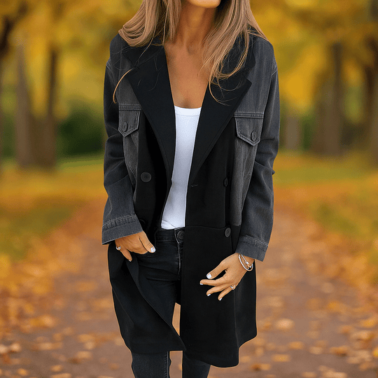 Bonfilia Trench - Denim Stiksels - Unieke Stijl - Duurzaamheid