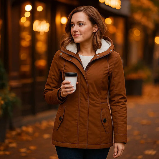 Camila Plisseret Katoenen Jas - Capuchon - Licht & Stijlvol