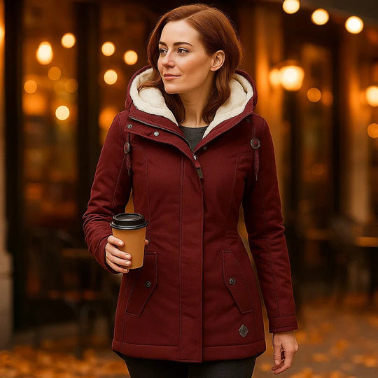 Camila Plisseret Katoenen Jas - Capuchon - Licht & Stijlvol