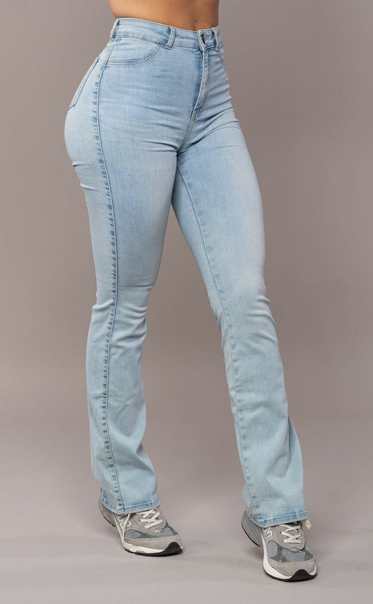 Cecile Spijkerbroek Dames in Vintage Blauw met Hoge Taille en Subtiele Flare - ZovaFashion - Spijkerbroek Dames