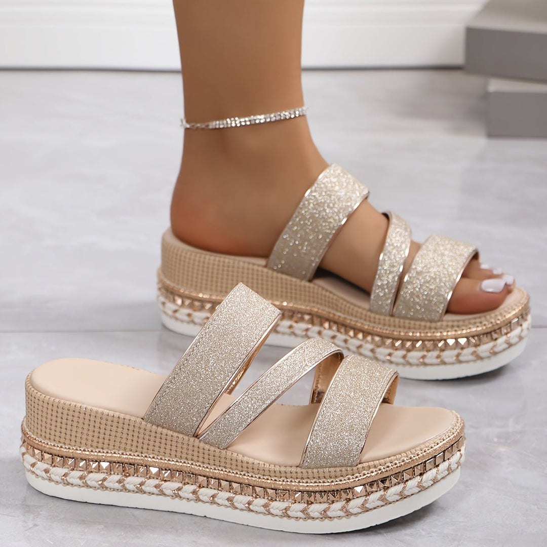 Champagne Kleurige Sandalen Dames met Orthopedische Ondersteuning - ZovaFashion - Sandalen Dames