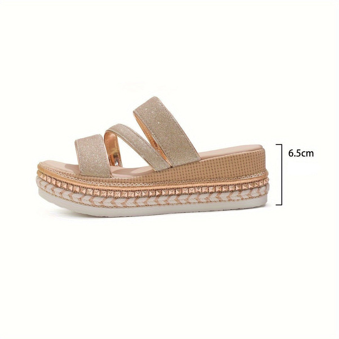 Champagne Kleurige Sandalen Dames met Orthopedische Ondersteuning - ZovaFashion - Sandalen Dames