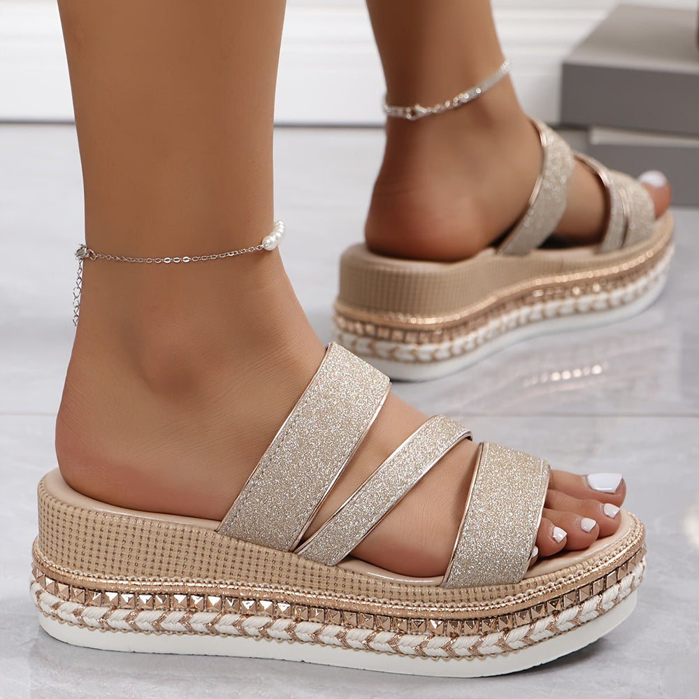 Champagne Kleurige Sandalen Dames met Orthopedische Ondersteuning - ZovaFashion - Sandalen Dames