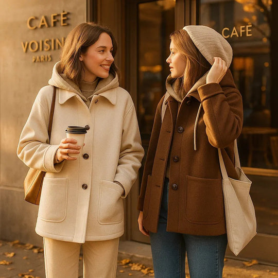 Chloe – Grijze Cardigan met Capuchon en Bont