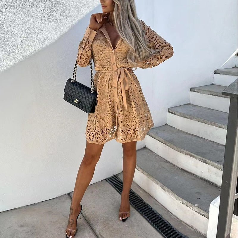 Couture - Moda Midi Zomerjurk met Elegante Kant en Flatterende Pasvorm - Zova - Fashion - Midi Jurk