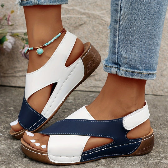 Crisscross Wedge Sandalen Dames van Synthetisch Leer met Open Teen en Ademend Ontwerp - ZovaFashion - Sandalen Dames
