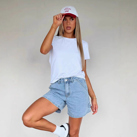 Denim Korte Broek Dames met Relaxed Fit en 5 - Pocket Design - Zova - Fashion