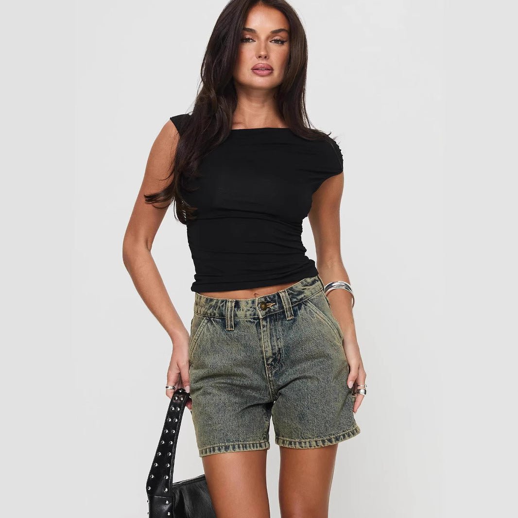 Denim Korte Broek Dames met Relaxed Fit en 5 - Pocket Design - Zova - Fashion