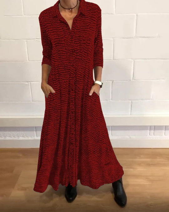 Eleanora Maxi Zomerjurk Dames van Katoen met V - Hals en Praktische Pockets - ZovaFashion - Maxi Jurk