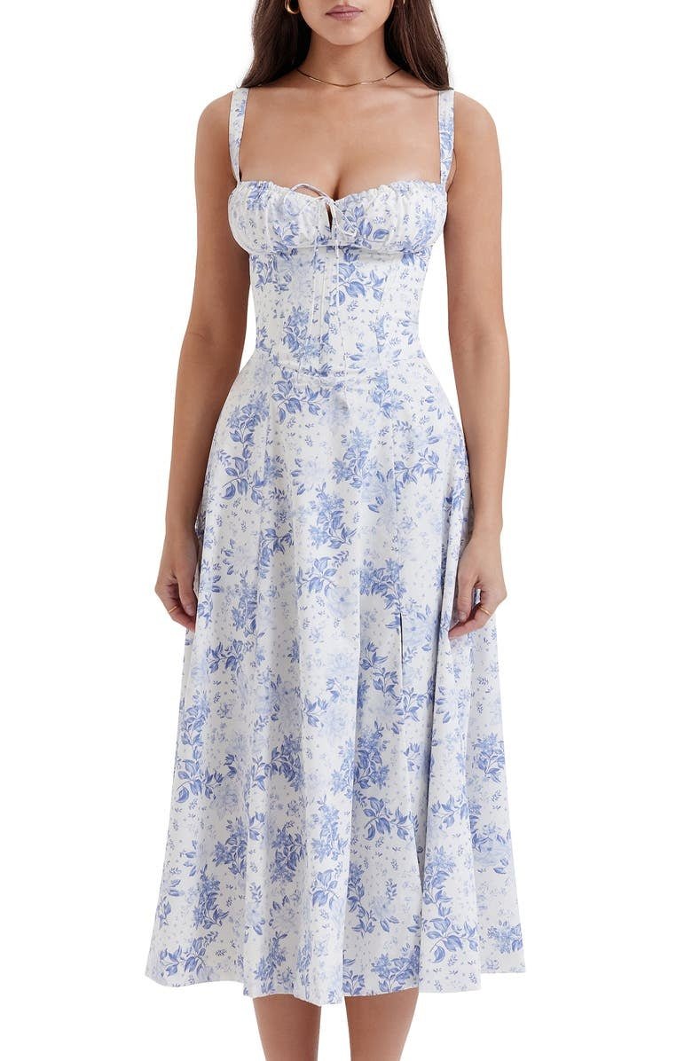 Elegante Katoenen Midi Zomerjurk met V - Hals en Elastische Tailleband - ZovaFashion - Midi Jurk