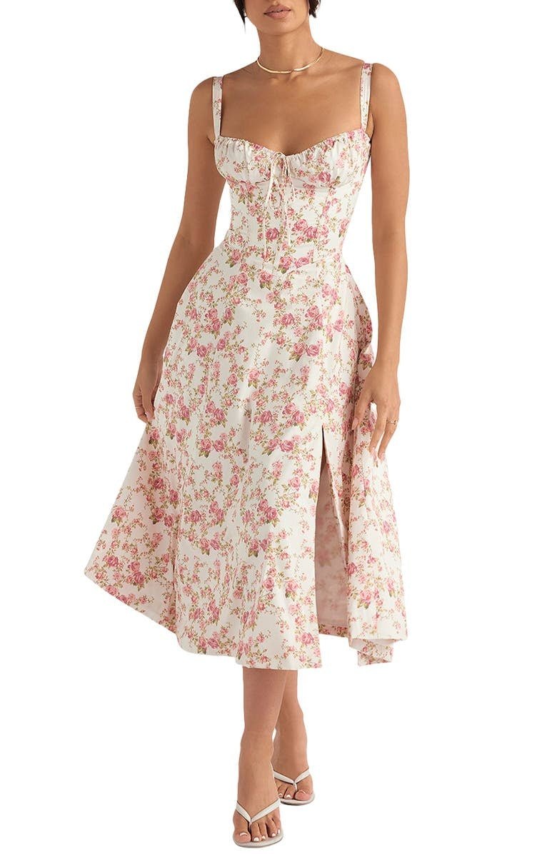 Elegante Katoenen Midi Zomerjurk met V - Hals en Elastische Tailleband - ZovaFashion - Midi Jurk