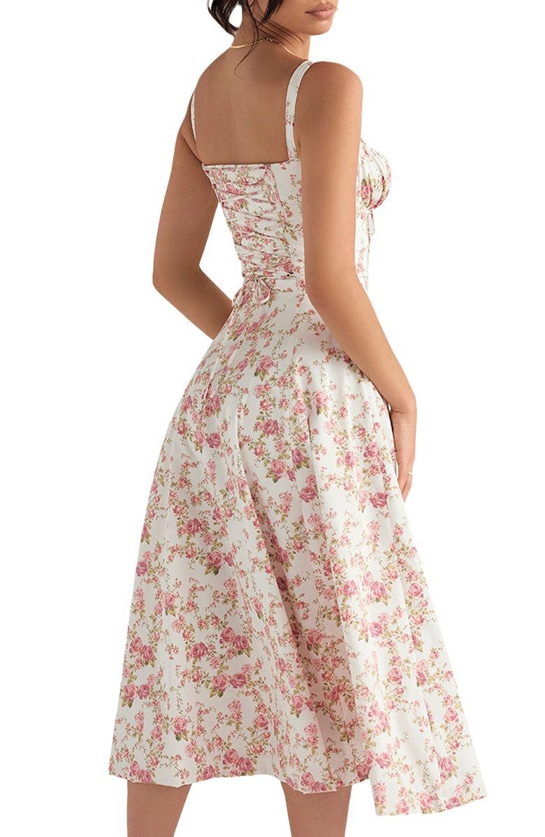 Elegante Katoenen Midi Zomerjurk met V - Hals en Elastische Tailleband - ZovaFashion - Midi Jurk