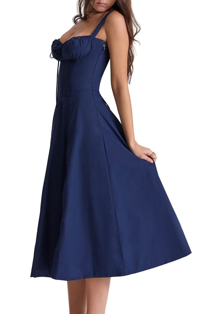 Elegante Katoenen Midi Zomerjurk met V - Hals en Elastische Tailleband - ZovaFashion - Midi Jurk