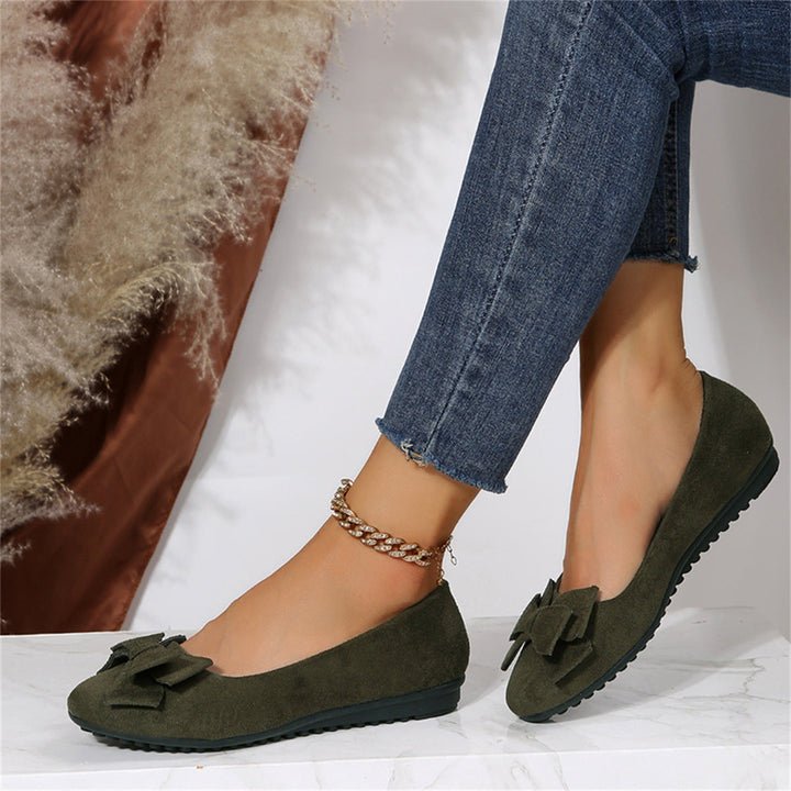 Elegante Leren Sneakers Dames met Bow Detail en Relaxed Fit - ZovaFashion - Schoenen Dames