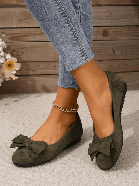 Elegante Leren Sneakers Dames met Bow Detail en Relaxed Fit - ZovaFashion - Schoenen Dames