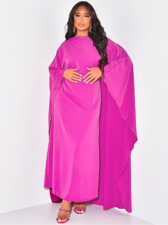 Elegante Maxi Zomerjurk Dames van Satijn met Lange Mouwen en Vloeiende Pasvorm - ZovaFashion - Maxi Jurk