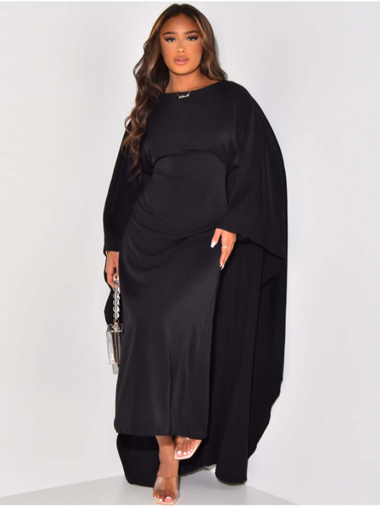Elegante Maxi Zomerjurk Dames van Satijn met Lange Mouwen en Vloeiende Pasvorm - ZovaFashion - Maxi Jurk