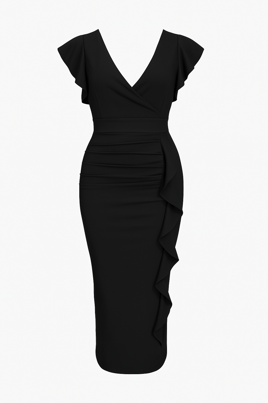 Elegante Midi Zomerjurk Dames van Katoen met Vlindermouwen en Slim Fit Design - ZovaFashion - Midi Jurk