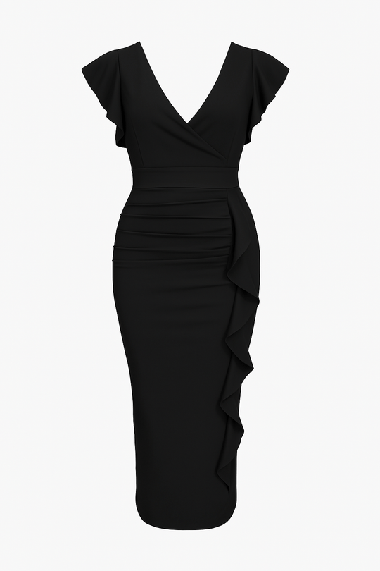 Elegante Midi Zomerjurk Dames van Katoen met Vlindermouwen en Slim Fit Design - ZovaFashion - Midi Jurk